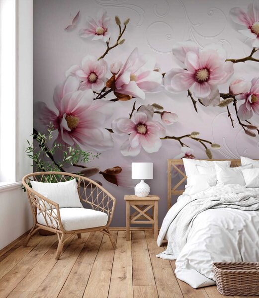 Fototapeta Jemné květy na jemném růžovém pozadí, Designové fototapety na zeď, Populární fototapety, u47486 - Tapeko.co.cz