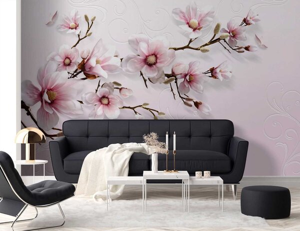 Fototapeta Jemné květy na jemném růžovém pozadí, Designové fototapety na zeď, Populární fototapety, u47486 - Tapeko.co.cz