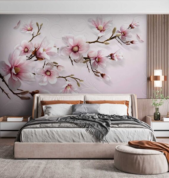 Fototapeta Jemné květy na jemném růžovém pozadí, Designové fototapety na zeď, Populární fototapety, u47486 - Tapeko.co.cz