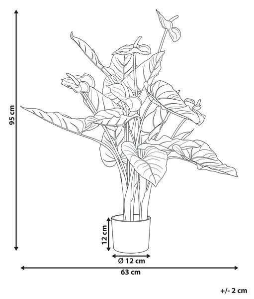 Umělá rostlina ANTHURIUM 95 cm Zelená