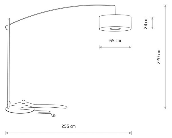Nowodvorski Lighting Lampový oblouk Poise B, šedý, ocel, textil, dosah 255 cm, Hliník / šedá / zinek, Obývací pokoj / jídelna, kov, Moderní, stojací lampa