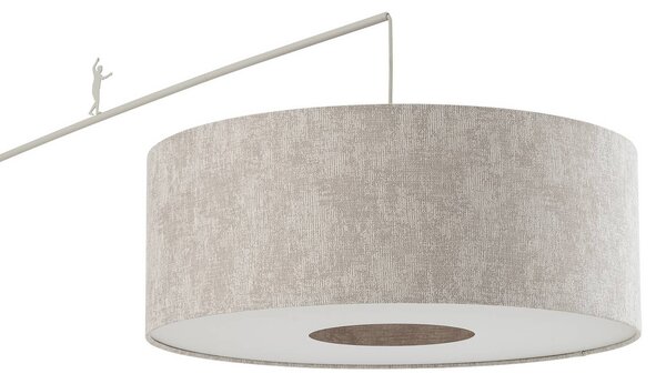 Nowodvorski Lighting Lampový oblouk Poise B, šedý, ocel, textil, dosah 255 cm, Hliník / šedá / zinek, Obývací pokoj / jídelna, kov, Moderní, stojací lampa