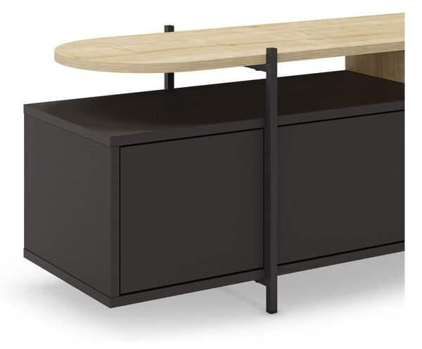 Černý TV stolek v dekoru dubu 160x48 cm Hinoa – Marckeric