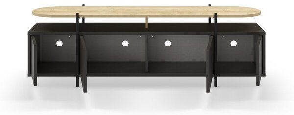 Černý TV stolek v dekoru dubu 160x48 cm Hinoa – Marckeric