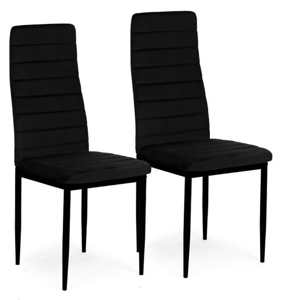 Židle s profilovaným opěradlem - VELVET ČERNÉ - 4 kusy