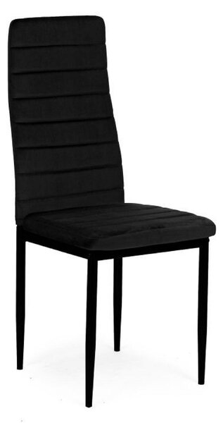 Židle s profilovaným opěradlem - VELVET ČERNÉ - 4 kusy