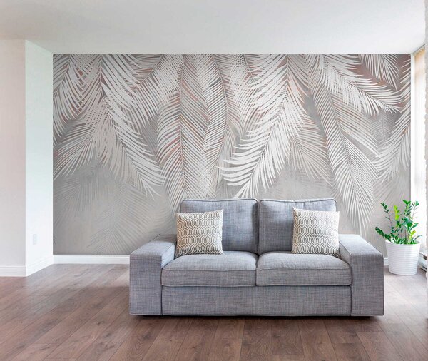 Fototapeta Bílé listy na šedém pozadí, 3D fototapety, Populární fototapety, u48556 - Tapeko.co.cz