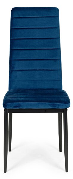Židle s tvarovaným opěradlem - VELVET MODRÁ - 4 kusy