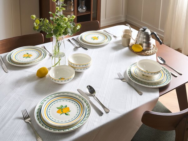 Sada 12 kusů nádobí TARRAGON Porcelán Bílá/Zelená