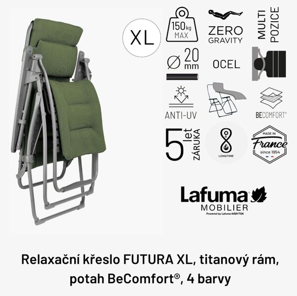 Relaxační křeslo Lafuma FUTURA XL BeComfort šedá Silver