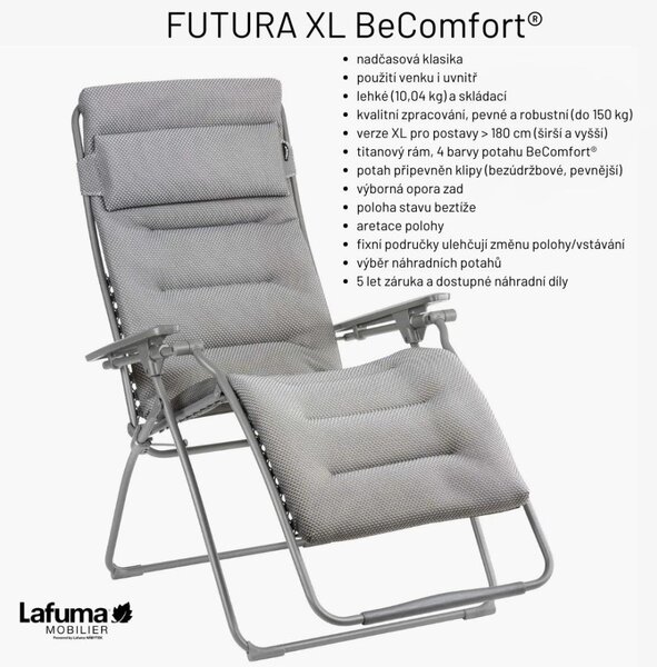 Relaxační křeslo Lafuma FUTURA XL BeComfort šedá Silver