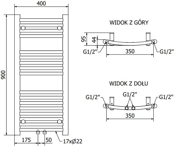 Mexen Ares, elektrické topné těleso 900 x 400 mm, 300 W, černá, W102-5900-400-6300-70