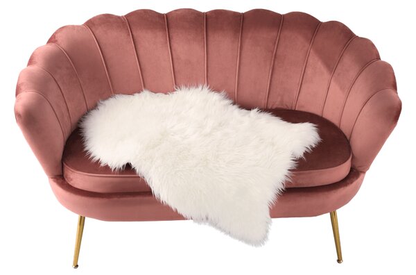 KONDELA Lavice ve stylu Art-deco, růžová Velvet látka / gold chrom-zlatý, NOBLIN