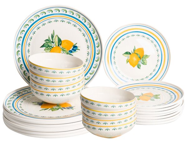 Sada 24 kusů nádobí TARRAGON Porcelán Bílá/Zelená