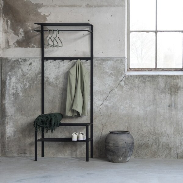 Černá kovová předsíňová sestava 70x178x29 cm Ivar – Spinder Design
