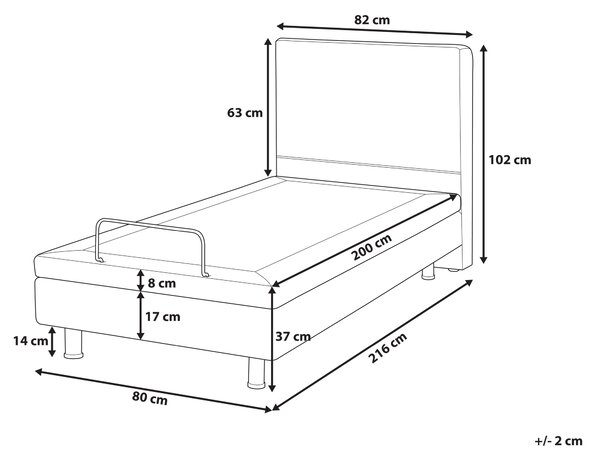 Polohovací postel Tkanina VICEROY 80 x 200 cm Světle šedá