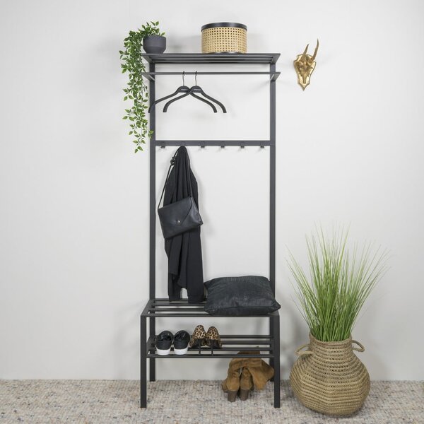 Černá kovová předsíňová sestava 70x178x29 cm Ivar – Spinder Design