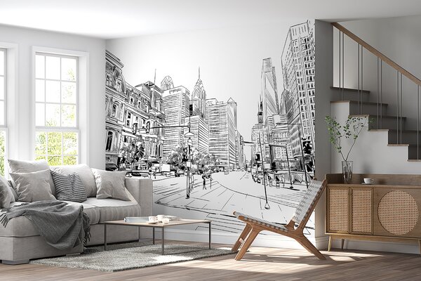 Fototapeta Kresba městské ulice, Designové fototapety na zeď, Populární fototapety, u51069 - Tapeko.co.cz