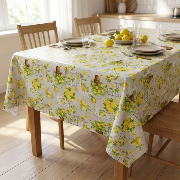 Ubrus PVC s textilním podkladem 5749810, citronky, žlutá, š.140cm (metráž)