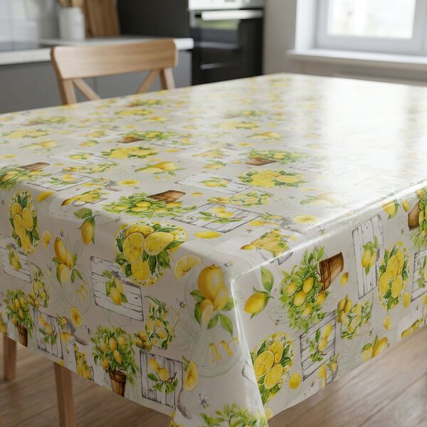Ubrus PVC s textilním podkladem 5749810, citronky, žlutá, š.140cm (metráž)