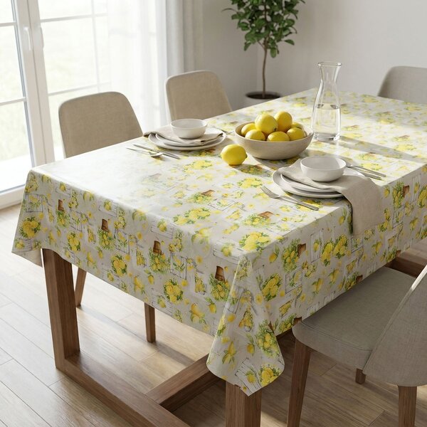 Ubrus PVC s textilním podkladem 5749810, citronky, žlutá, š.140cm (metráž)