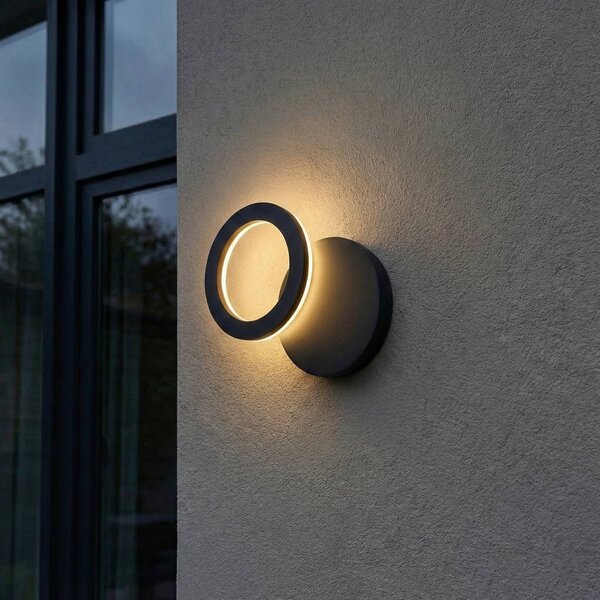 Lindby LED venkovní nástěnné svítidlo Ilveo, černá, IP54, pohyblivá, Černá, Obývací pokoj / jídelna, Hliník, Moderní