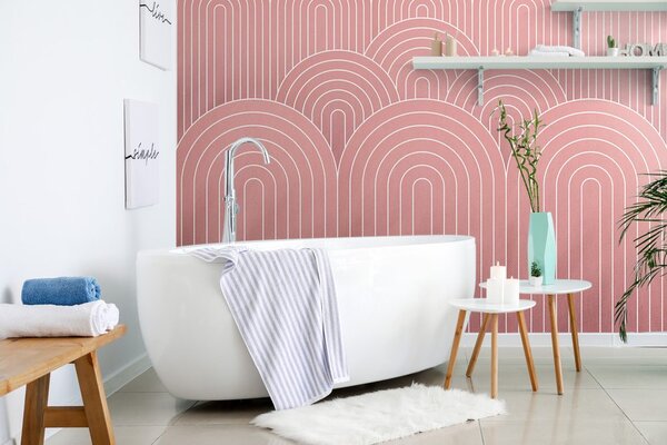 Tapeta starorůžový vzor duhy Mid-Century