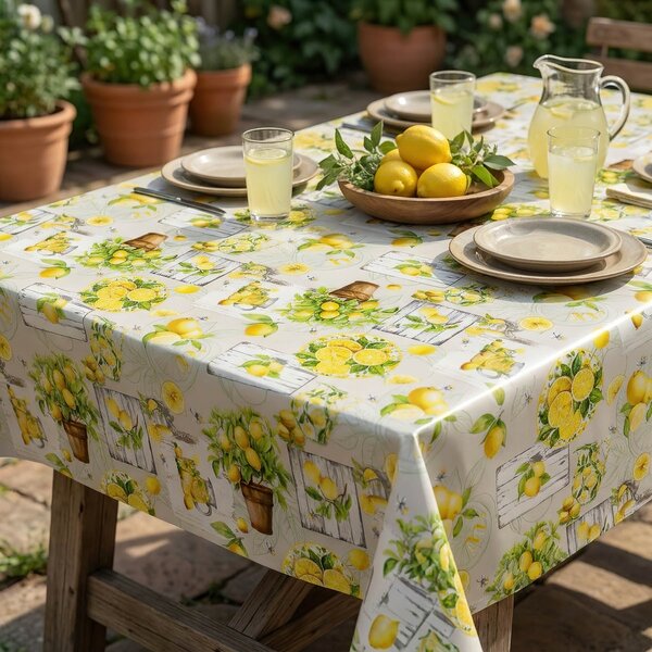 Ubrus PVC s textilním podkladem 5749810, citronky, žlutá, š.140cm (metráž)