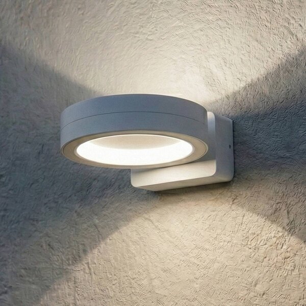 Lindby LED venkovní nástěnné svítidlo Selviro, bílé, Ø 20 cm, IP65, Bílá / opál, Hliník, Moderní