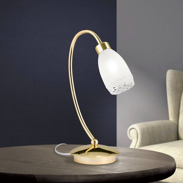 ORION Stolní lampa CARLA, mosazná barva, výška 32 cm, kov/sklo, Mosaz / zlato, Obývací pokoj / jídelna, kov, Starožitný