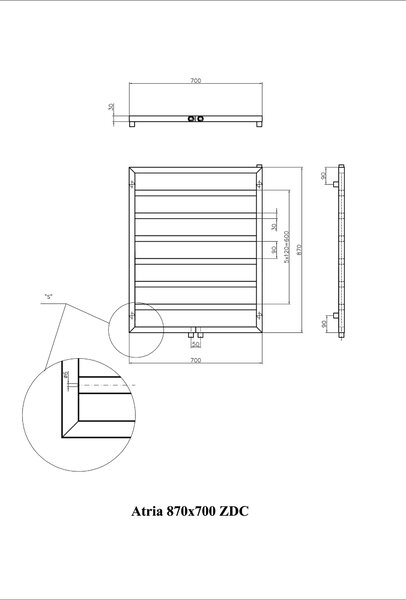 Luxrad Atria ZDC koupelnový radiátor designově 87x70 cm bílá ATR8707009003ZDC