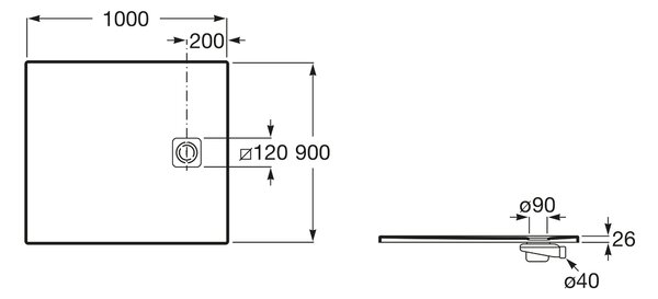 Roca Magma obdélníková sprchová vanička 100x90 cm bílá APE013E838403100