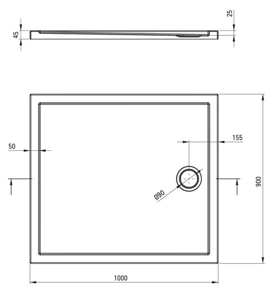 Deante Prizma obdélníková sprchová vanička 100x90 cm bílá KTJ_085B