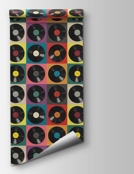 Fototapeta Vzor černých vinylových desek, Designové fototapety na zeď, Populární fototapety, u51622 - Tapeko.co.cz