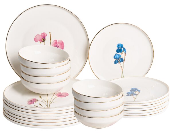 Sada 24 kusů nádobí HYSSOP Porcelán Bílá