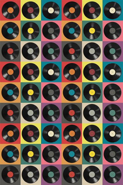 Fototapeta Vzor černých vinylových desek, Designové fototapety na zeď, Populární fototapety, u51622 - Tapeko.co.cz
