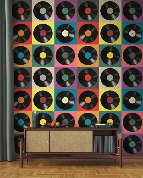 Fototapeta Vzor černých vinylových desek, Designové fototapety na zeď, Populární fototapety, u51622 - Tapeko.co.cz