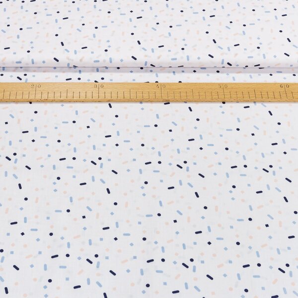 Bavlněné plátno ANIKA čárky a tečky na bílé, š.160cm (látka v metráži)