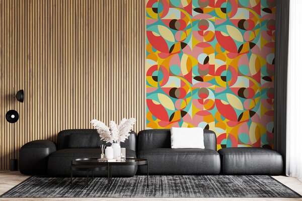 Fototapeta Barevný vzor kruhů a čtverců, Designové fototapety na zeď, Populární fototapety, u51648 - Tapeko.co.cz