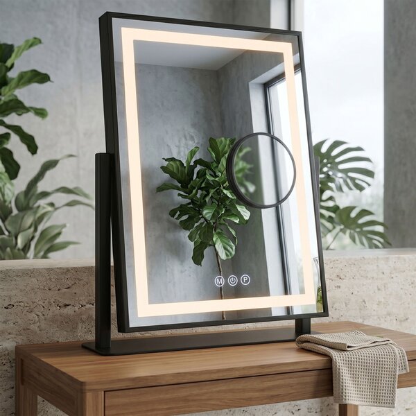 Rea Rea, Zrcadlo LED LUMI Black 30x40cm, HOM-01805