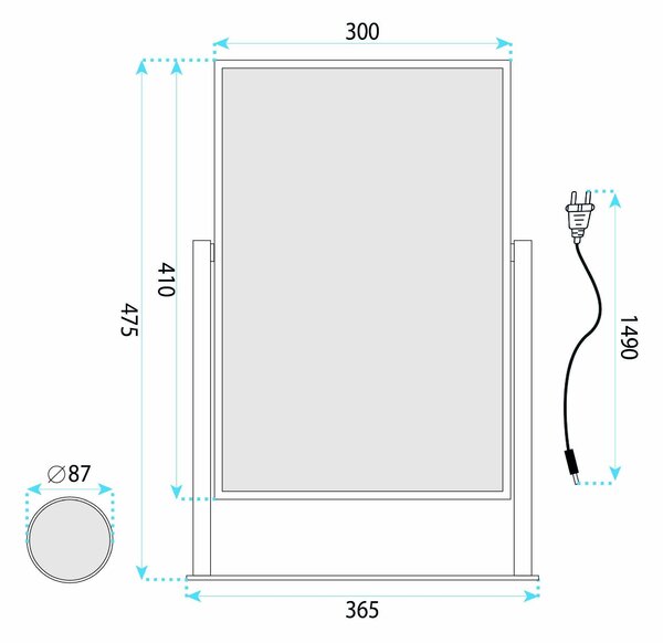 Rea Rea, Zrcadlo LED LUMI Black 30x40cm, HOM-01805