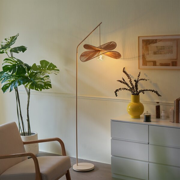 Japandi stojací lampa béžová s béžovým stínidlem - Nest