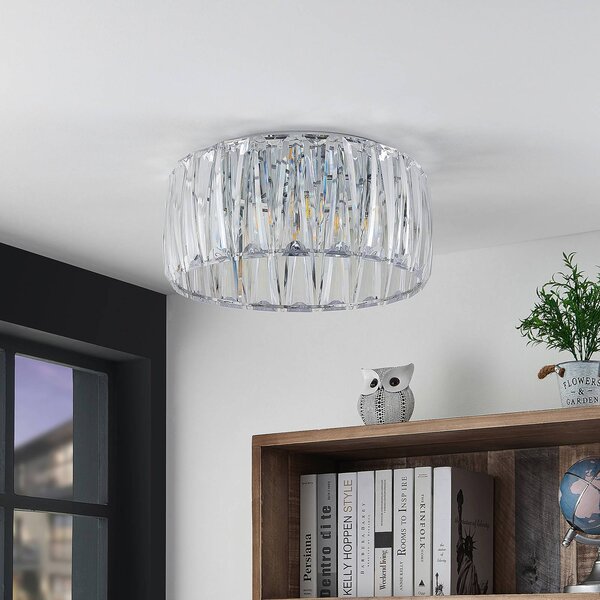 Lindby Stropní svítidlo Sofia, transparentní, akryl, Ø 46 cm, stmívatelný, Čirá / transparetní, Obývací pokoj / jídelna, Plast, Moderní