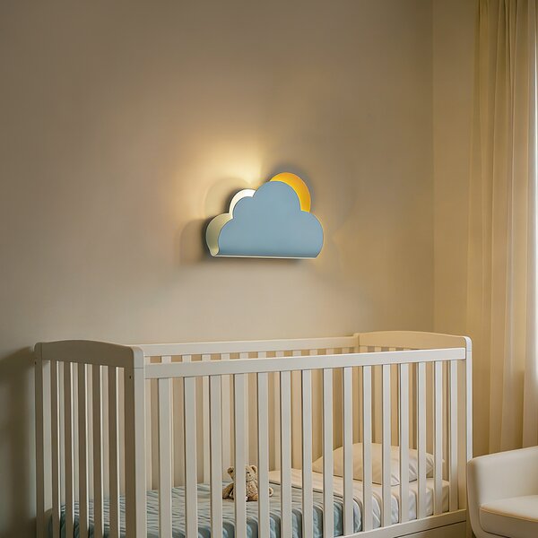 Dětská nástěnná lampa modrý mrak se sluncem - Cloudy