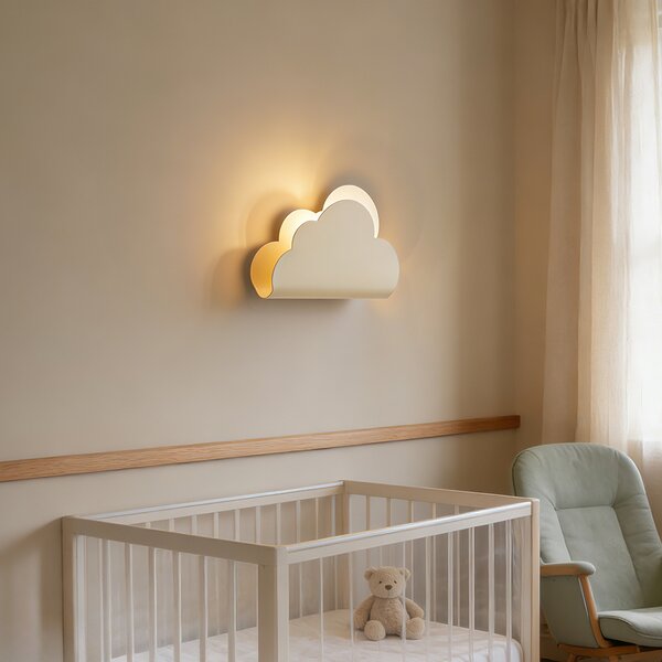 Dětská nástěnná lampa béžový mrak se sluncem - Cloudy