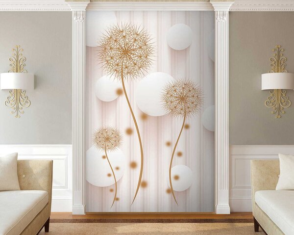 Fototapeta Bílé kruhy a pampelišky na bílém pozadí, 3D fototapety, Populární fototapety, u52503 - Tapeko.co.cz
