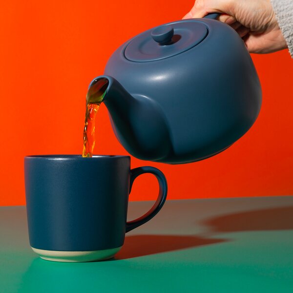 KitchenCraft Čajová konvice La Cafetière Classic keramická 1,5 l (6 šálků), modrá LCTPOT6CPNVY
