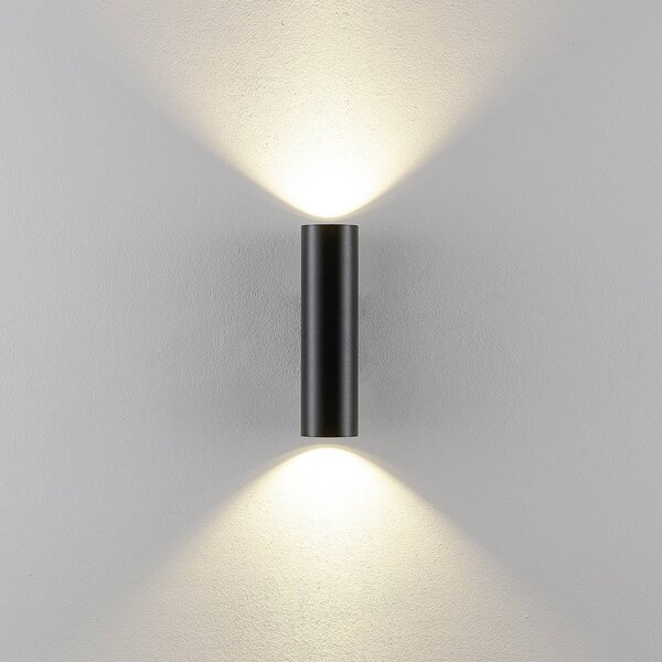 Deko-Light Nástěnné světlo CAN, černé, 2 světla, výška 22 cm, kov, GU10, stmívatelný, Černá, Obývací pokoj / jídelna, Hliník