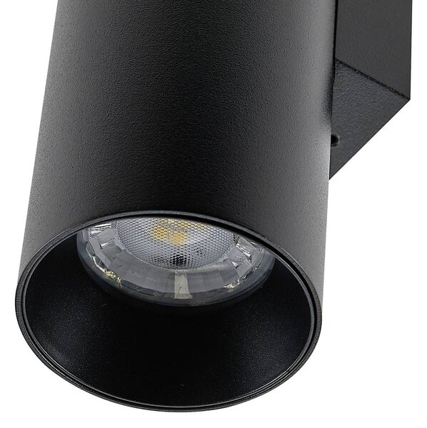 Deko-Light Nástěnné světlo CAN, černé, 2 světla, výška 22 cm, kov, GU10, stmívatelný, Černá, Obývací pokoj / jídelna, Hliník