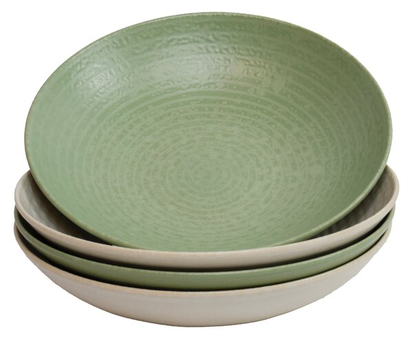 Talíře / misky KitchenCraft 22 cm – sada 4 mix barvy, dárkové balení KCBOWL22PK4GRN